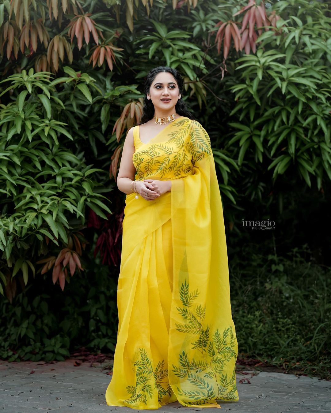 Malayalam Actress Miya George Stills in Yellow Saree